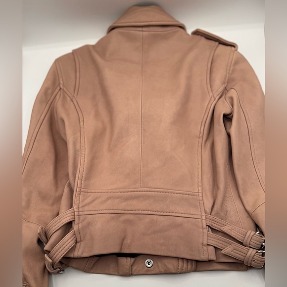 IRO (intermix) Women's Hana Leather Moto Jacket -blush pink- size 38 - Picture 6 of 8